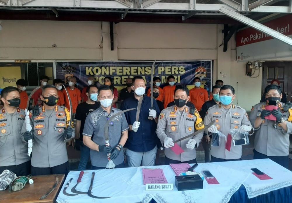 Pengungkapan kasus kekerasan yang dilakukan kawanan geng motor di Kota Jambi. (ist)