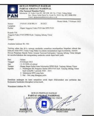 Beredar Undangan Penyerahan SK, Romi Dikabarkan Kembali Nahkodai PAN Tanjabtim