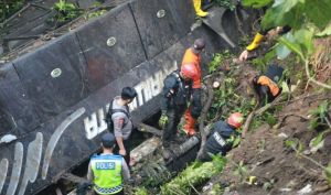 Tiga Orang Tewas Akibat Bus Pariwisata Masuk Jurang