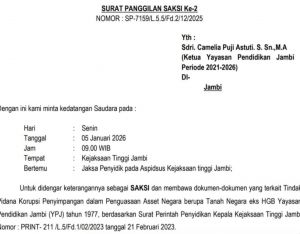 Kejati Panggil Ketua Yayasan Pendidikan Jambi Terkait Dugaan Penguasaan Aset Negara